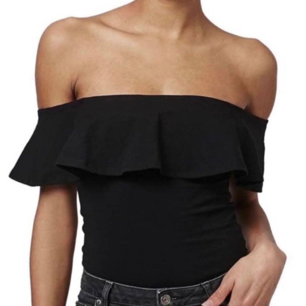 TopShop Off-the-Shoulder Black Bodysuit, Size 6